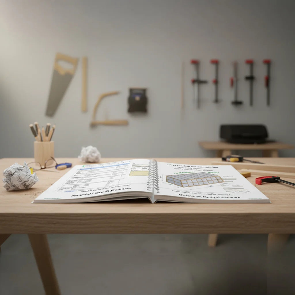 Large Chicken Run Printed Plans 8x24 ft for 25 Chickens