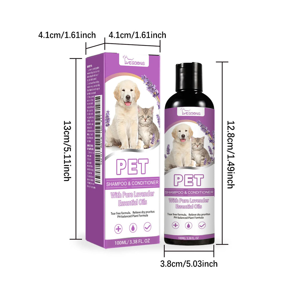 Yegbong 100ml Pet Shampoo Conditioner Hair Smooth Cat Dog Hair Softening Relieve Itching Ph Balance Cleaning Dry Skin Relief Pet