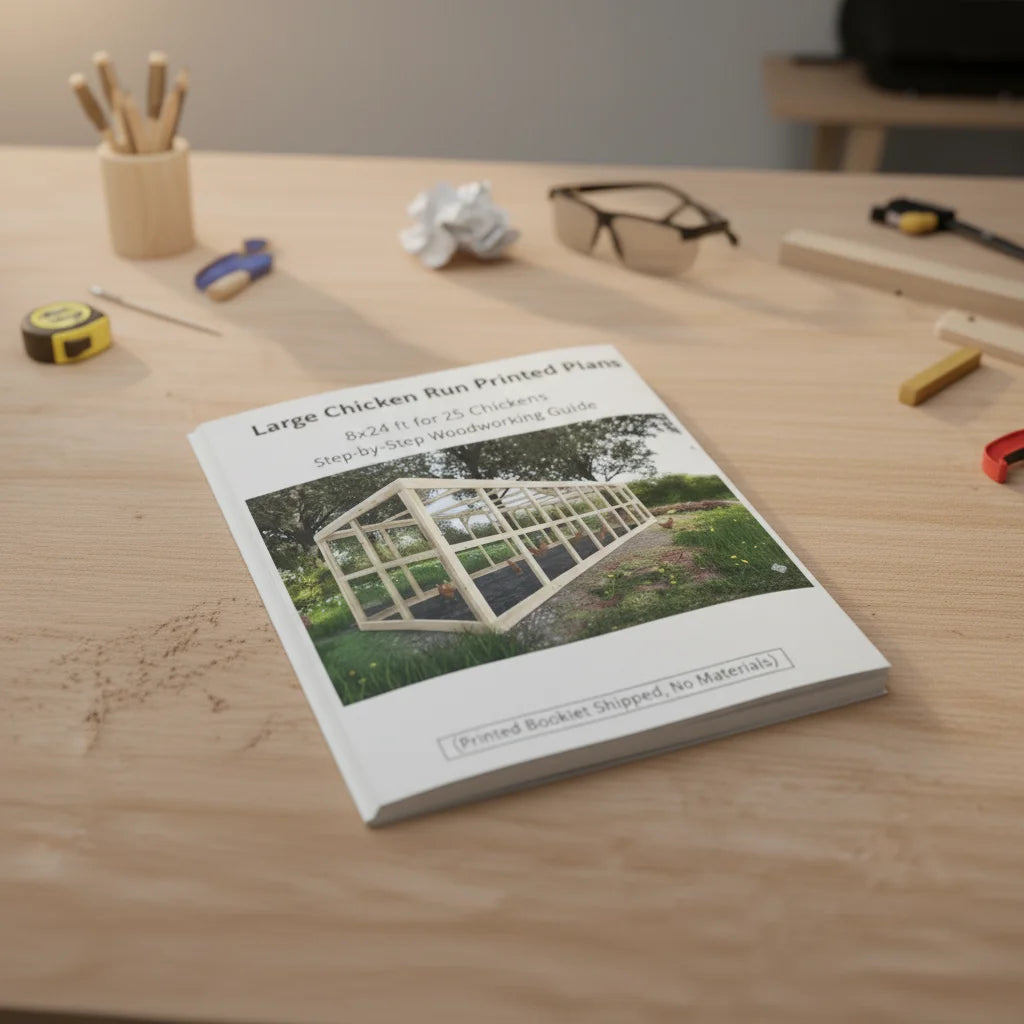 Large Chicken Run Printed Plans 8x24 ft for 25 Chickens