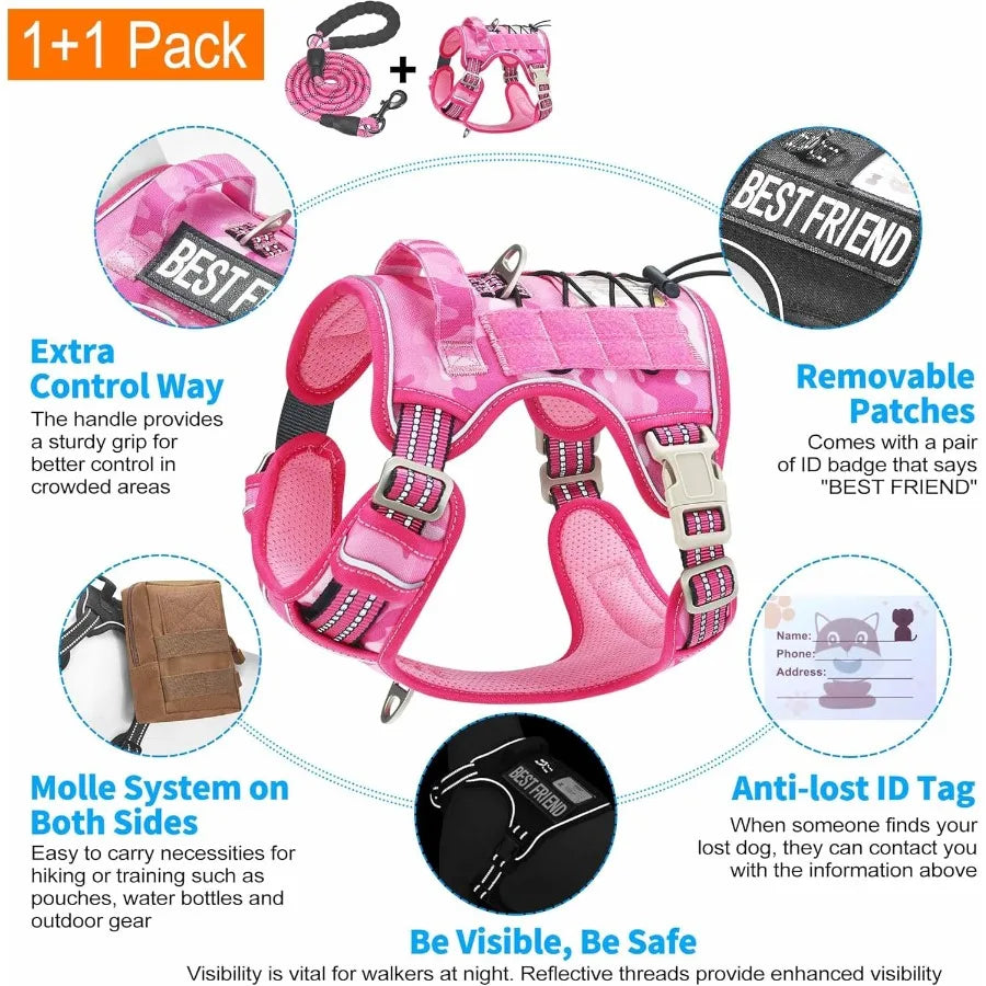 Heavy Duty Tactical Dog Harness for   Reflective Service Training