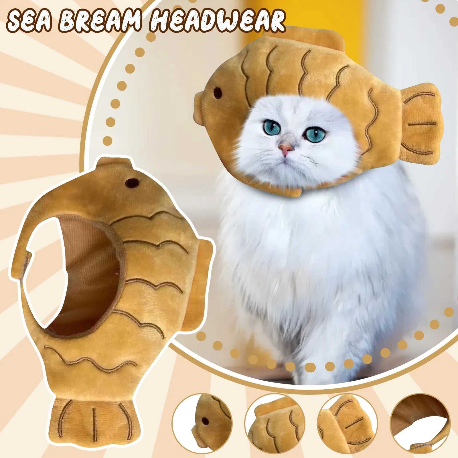 Cartoon Cat Hat Cute Fish Shape