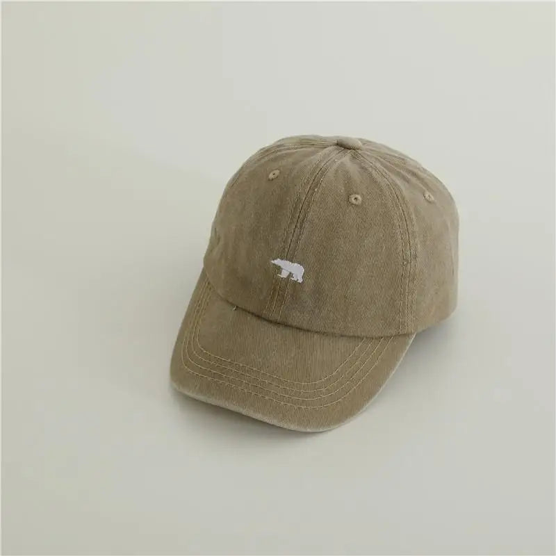 New Baby Embroidery Bear Denim  Children Casual Caps