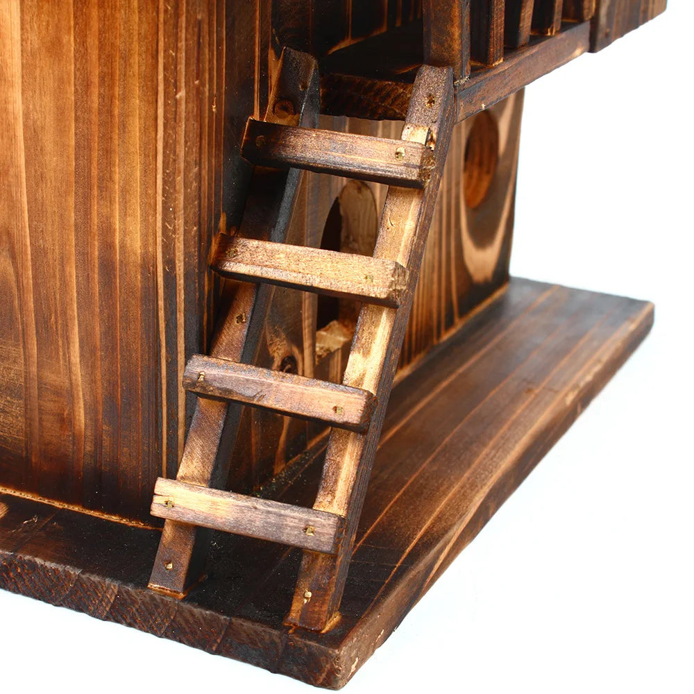 Pet Bird Squirrel Wooden Hanging Cage House Toy Outdoor