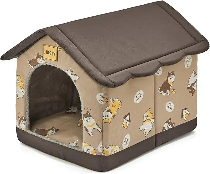Large Indoor , Warm and Cozy Sleeping Cave Bed for Cats and Dogs, Brown