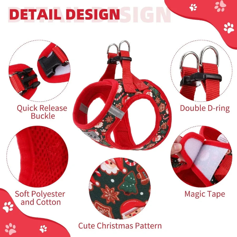 Christmas Dog Harness Padded Adjustable and Reflective