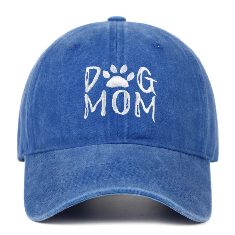 Retro Letter Embroidery  Dog Dad Baseball Caps Washed Streetwear
