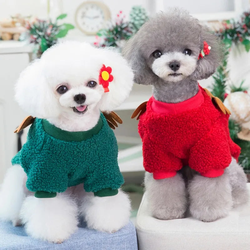 Christmas Pet Clothes Warm Fleece Dog Sweaters Puppy Cat