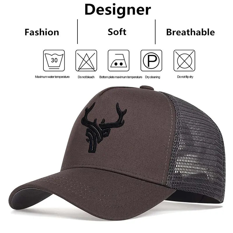 Unisex Animal Antlers Embroidery Baseball Adjustable Casual Hats