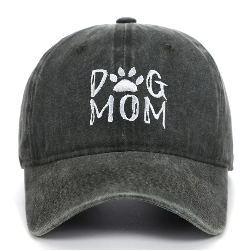 Retro Letter Embroidery  Dog Dad Baseball Caps Washed Streetwear