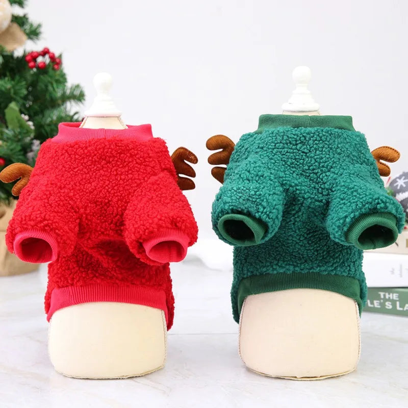 Christmas Pet Clothes Warm Fleece Dog Sweaters Puppy Cat