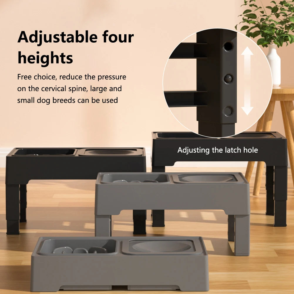 3 In 1 Pet Dog Stainless Steel Slow Feed Drinking Water Bowls