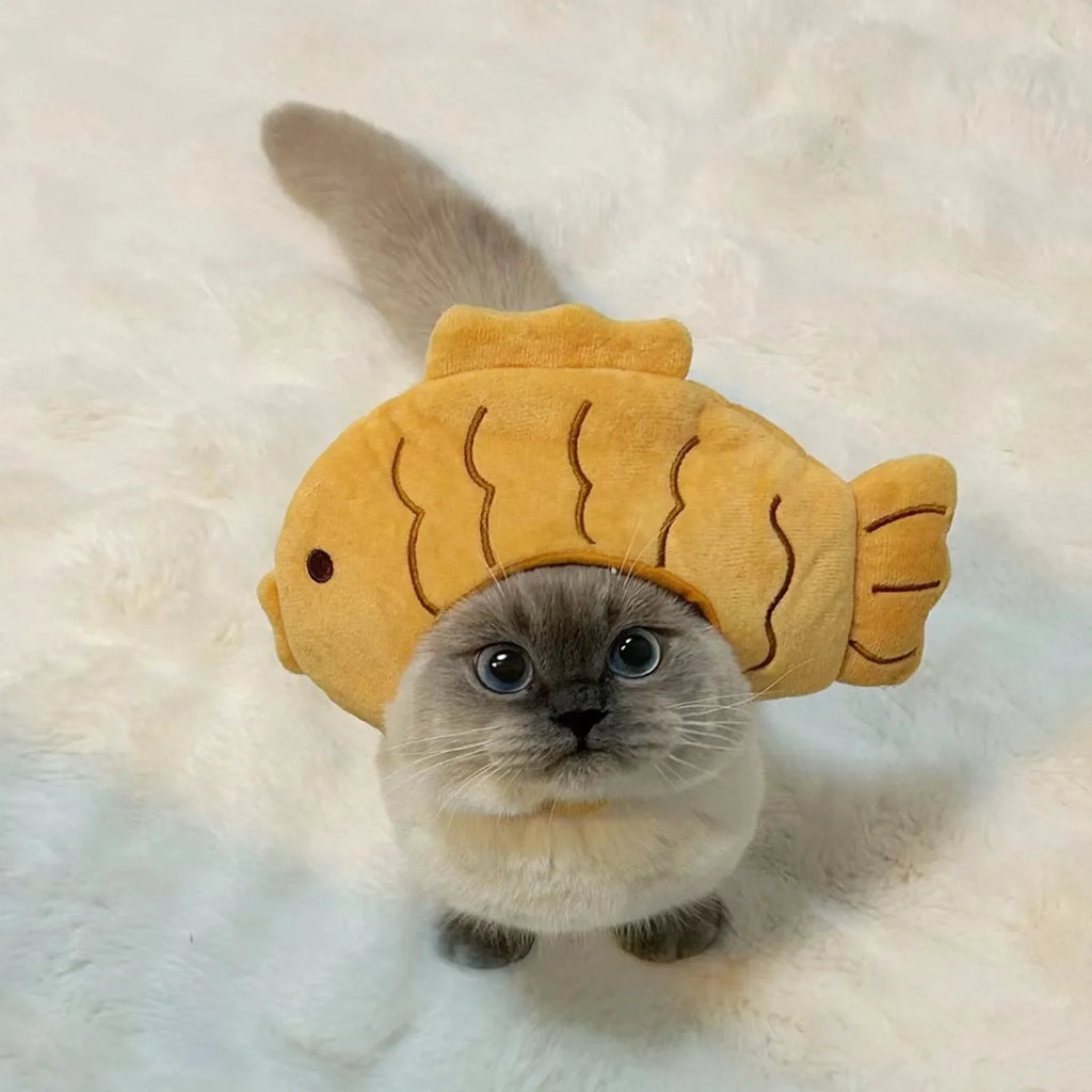 Cartoon Cat Hat Cute Fish Shape