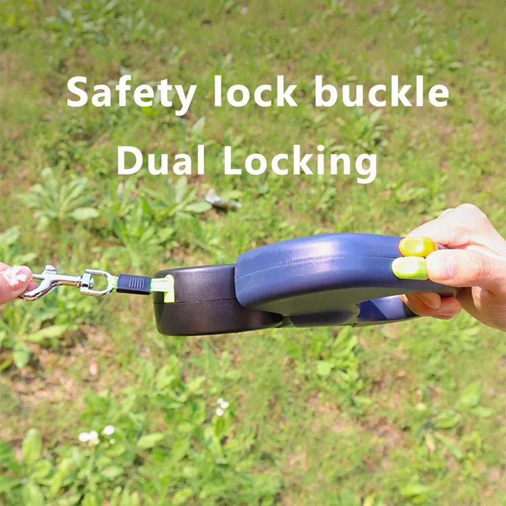 Retractable Dual Doggie Leash with LED Light, Each Dog Independent Braking