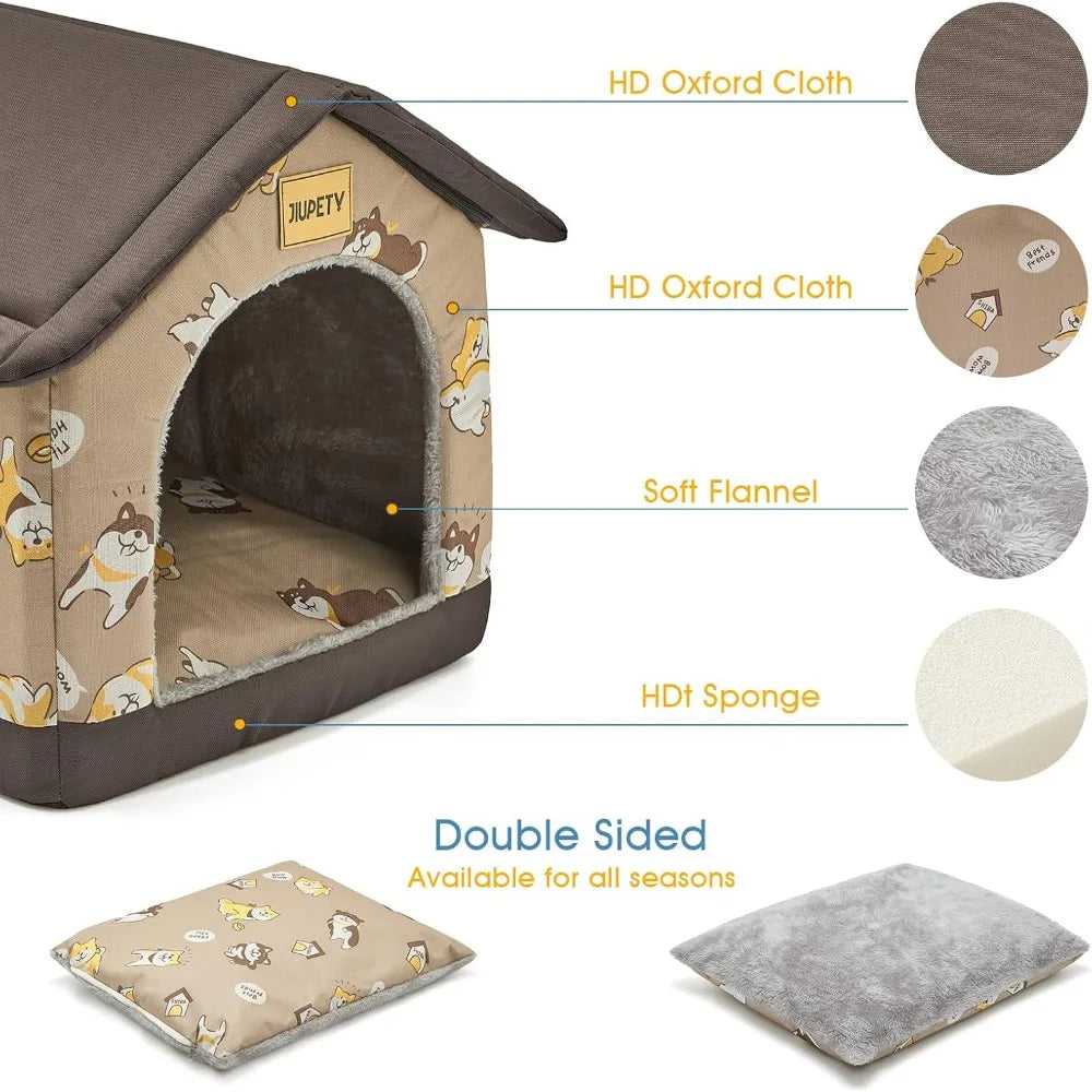 Large Indoor , Warm and Cozy Sleeping Cave Bed for Cats and Dogs, Brown