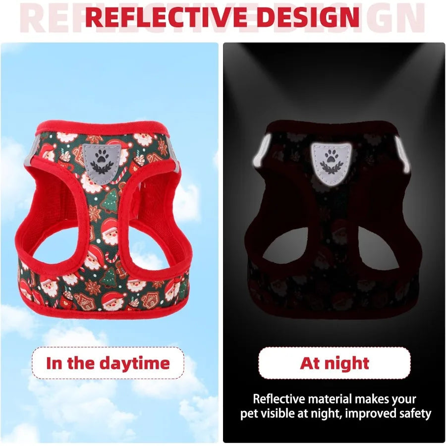 Christmas Dog Harness Padded Adjustable and Reflective