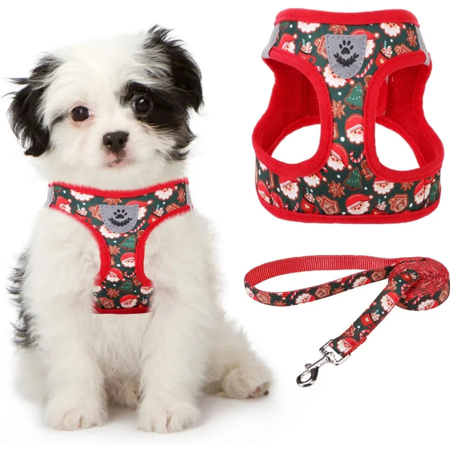 Christmas Dog Harness Padded Adjustable and Reflective