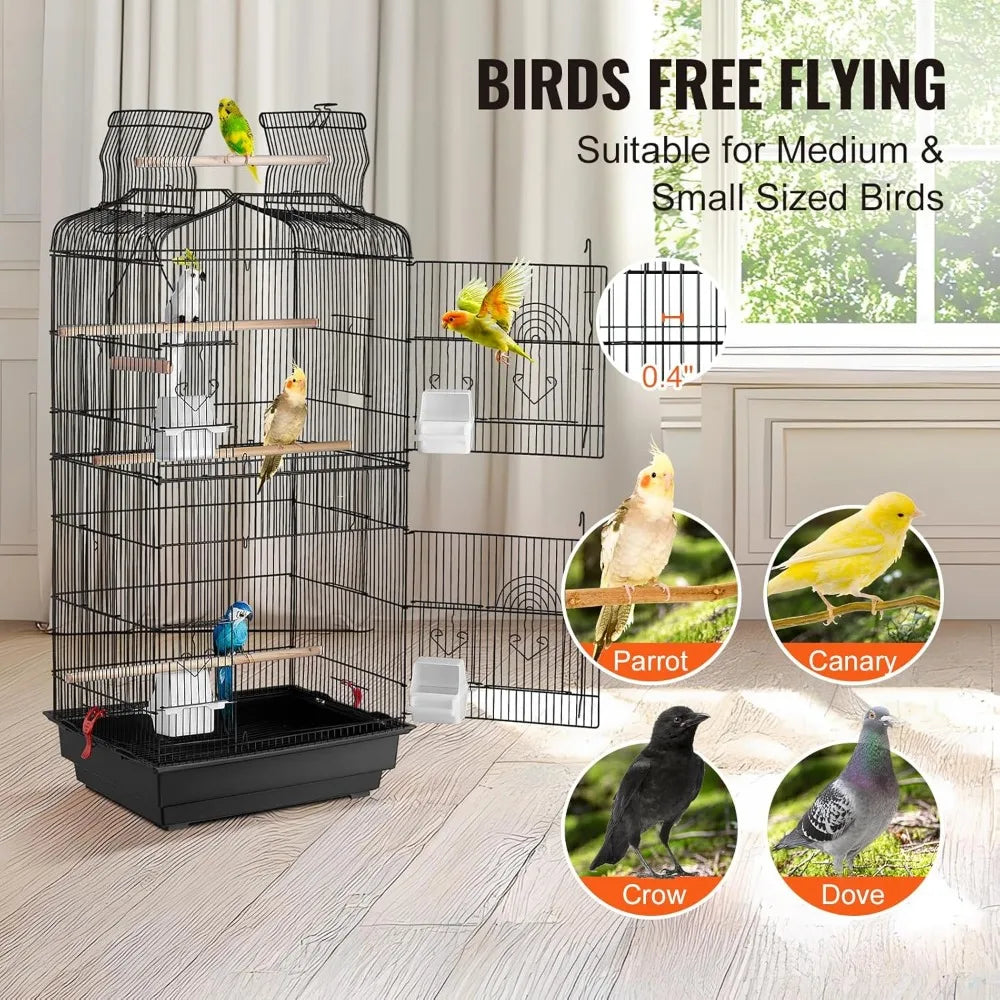 41-inch Spacious Open Top Bird Cage for Various Parrot Species