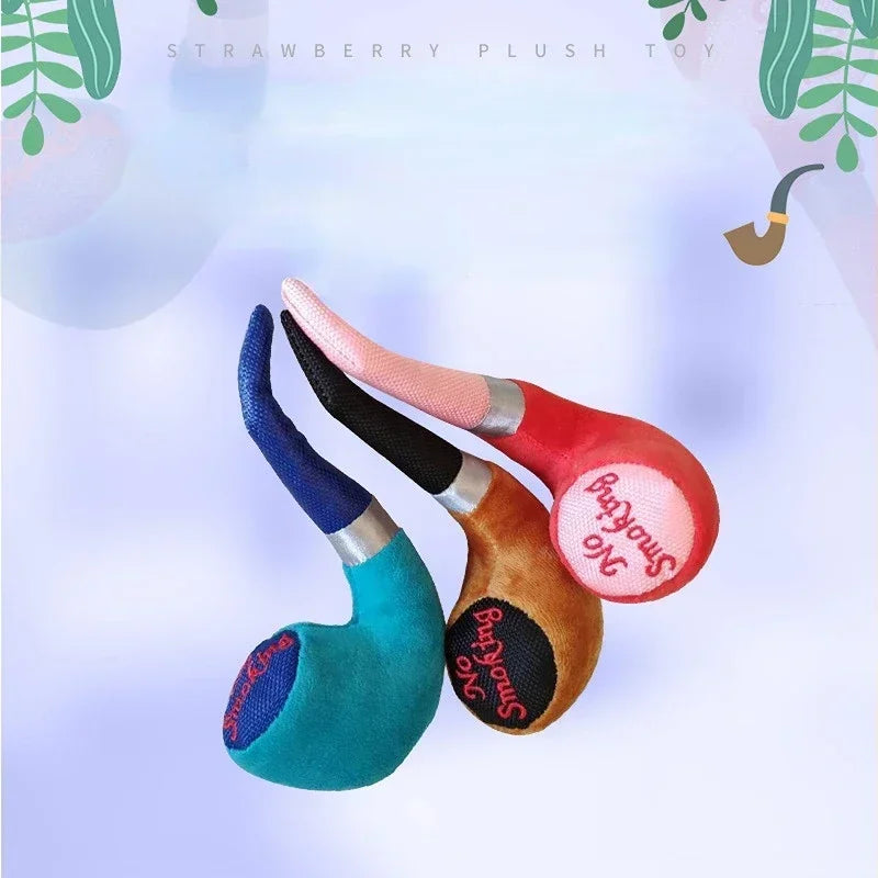 1Pc Plush Squeak Toys for Dogs Smoking Pet Toys Cat