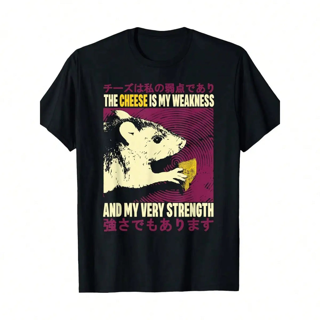 Funny Rat 100% Cotton T-Shirt The Cheese Is My Weakness