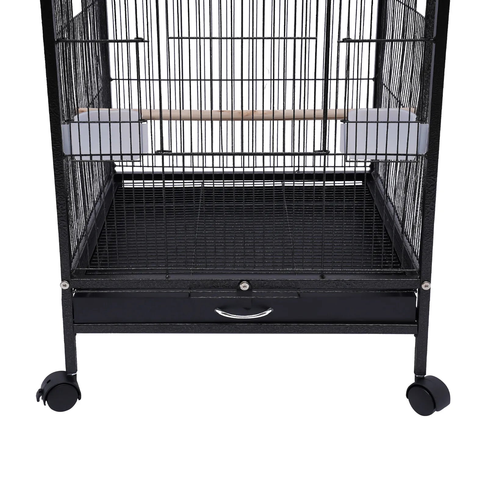 40-Inch Wrought Iron Bird Cage with Open-Top and Rolling Stand