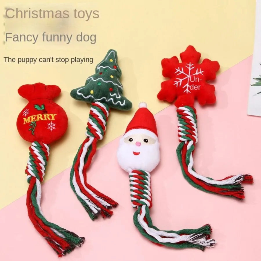 3pcs Christmas training dog teeth cleaning knot