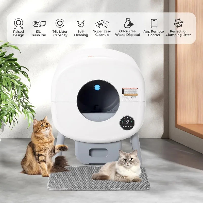 Extra Large Automatic Litter Box Self Cleaning  Odor-Free