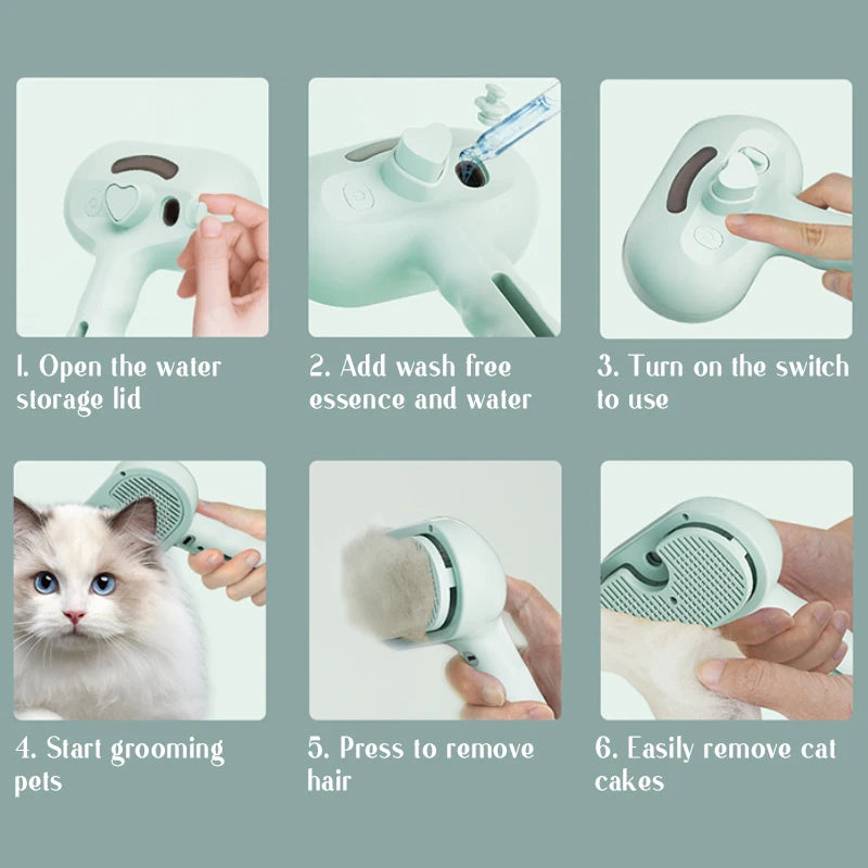 Dog Comb Pet Steam Massage Brush Safe