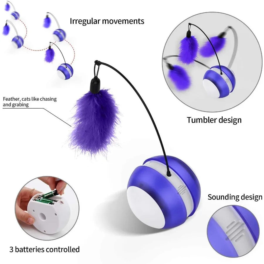 Rolling Pet Toys Interactive 360 Degree Automatic Self Rotating LED Light Sound