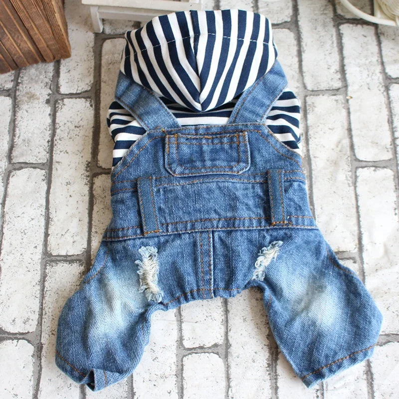Pet Denim Jumpsuit Dog Jeans Hoodies
