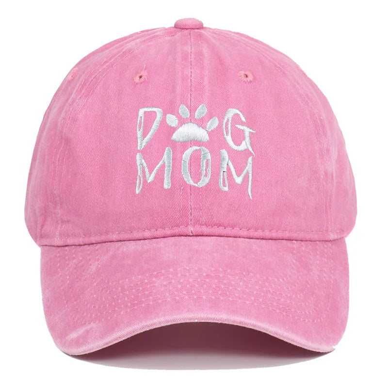 Retro Letter Embroidery  Dog Dad Baseball Caps Washed Streetwear