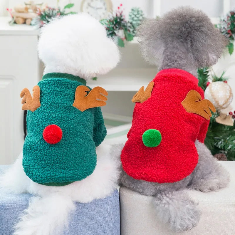 Christmas Pet Clothes Warm Fleece Dog Sweaters Puppy Cat