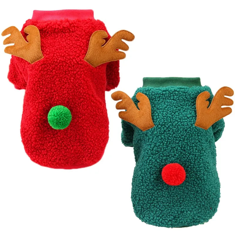 Christmas Pet Clothes Warm Fleece Dog Sweaters Puppy Cat