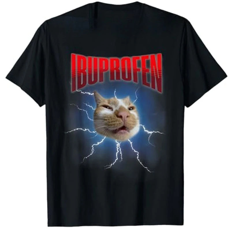 Unisex Funny Ibuprofen Cat Hilarious Cat Meme T-Shirt Humor