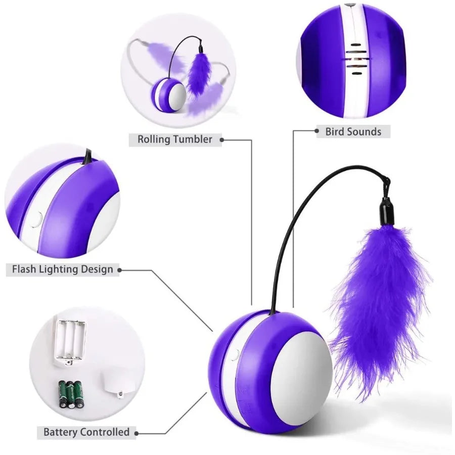 Rolling Pet Toys Interactive 360 Degree Automatic Self Rotating LED Light Sound