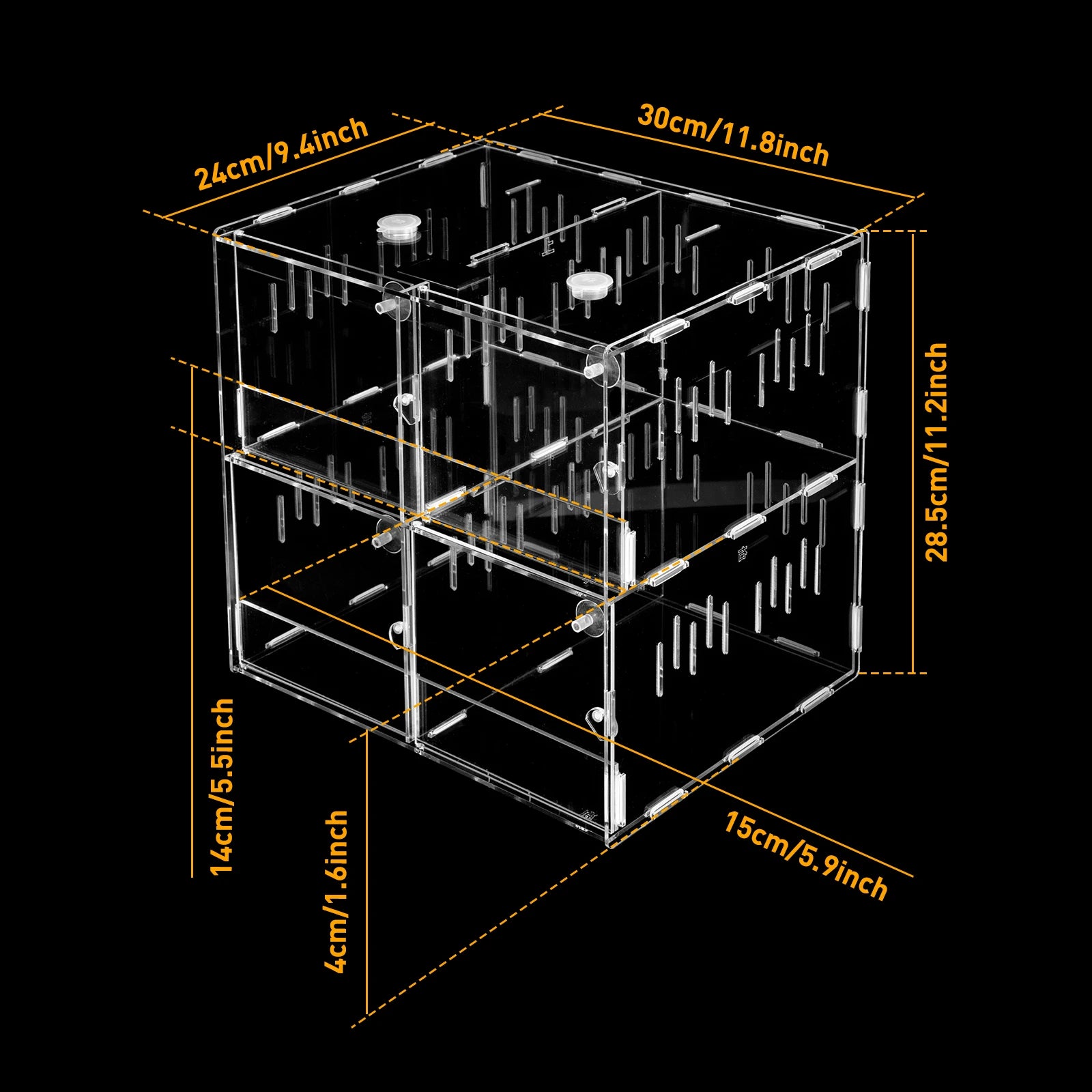4 Grids Terrarium Lizard Insect Climbing Spider Snake Tank Clear
