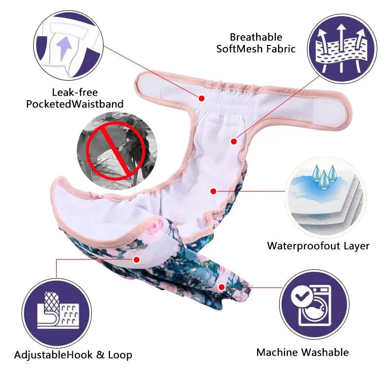 Adjustable Dog Diapers Female Reusable Washable