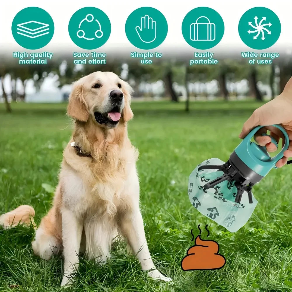 Portable Dog Poop Scooper with Leak-Proof Bag Dispenser