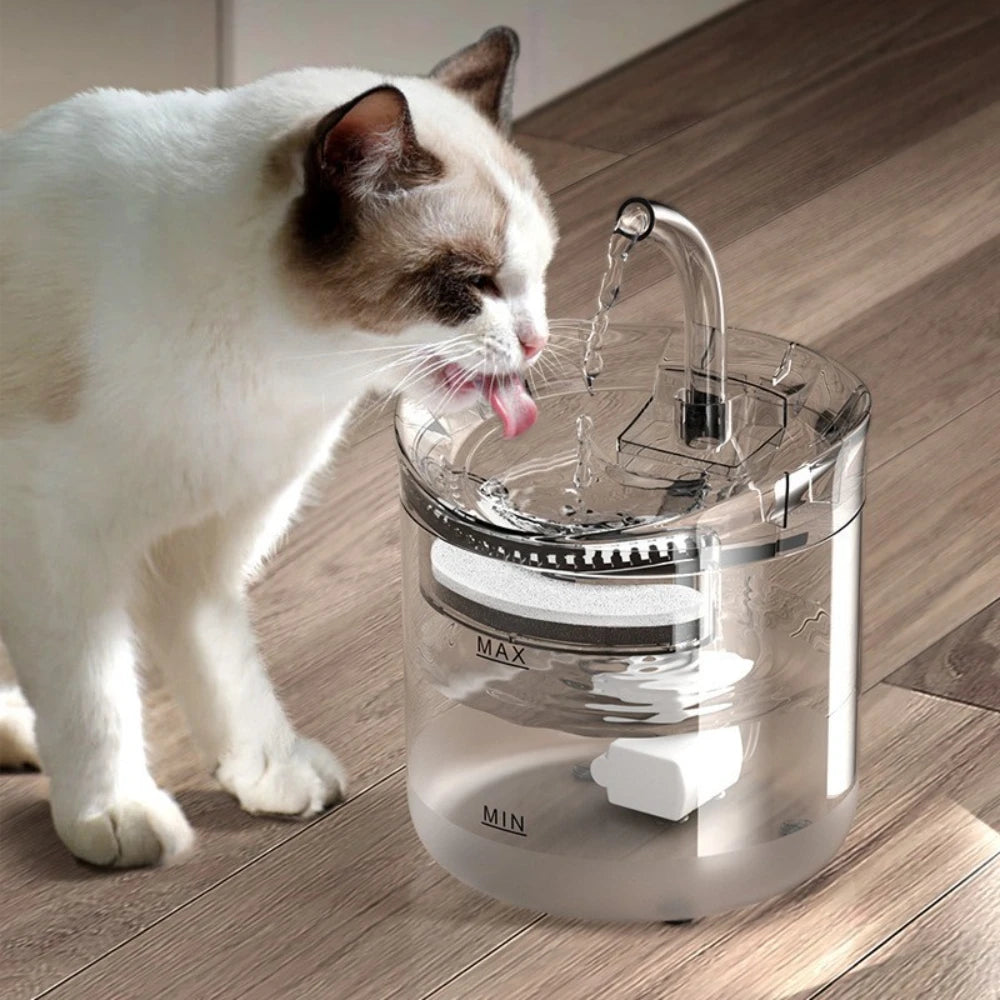 1.8L Transparent Cat & Dog Water Fountain, Ultra-Quiet BPA-Free Pump, Easy Clean & Refill, Hydration Booster for Small Pets, Dur