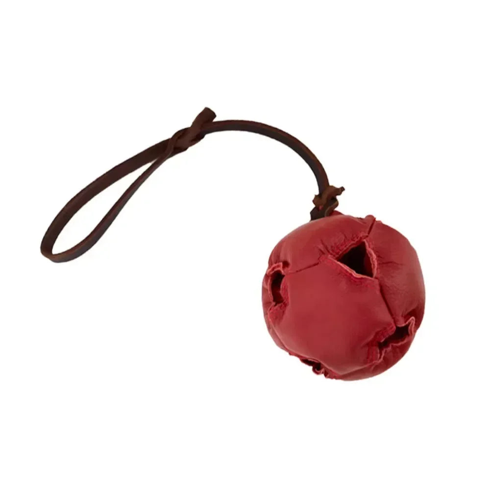 Leather Dog Training Ball Toy Dog Ball Tug Toy, with a Handle