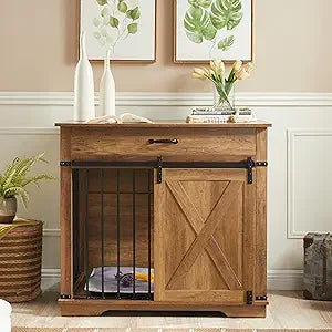 72.5" Double Dog Crate Furniture for 2 Medium Dogs,