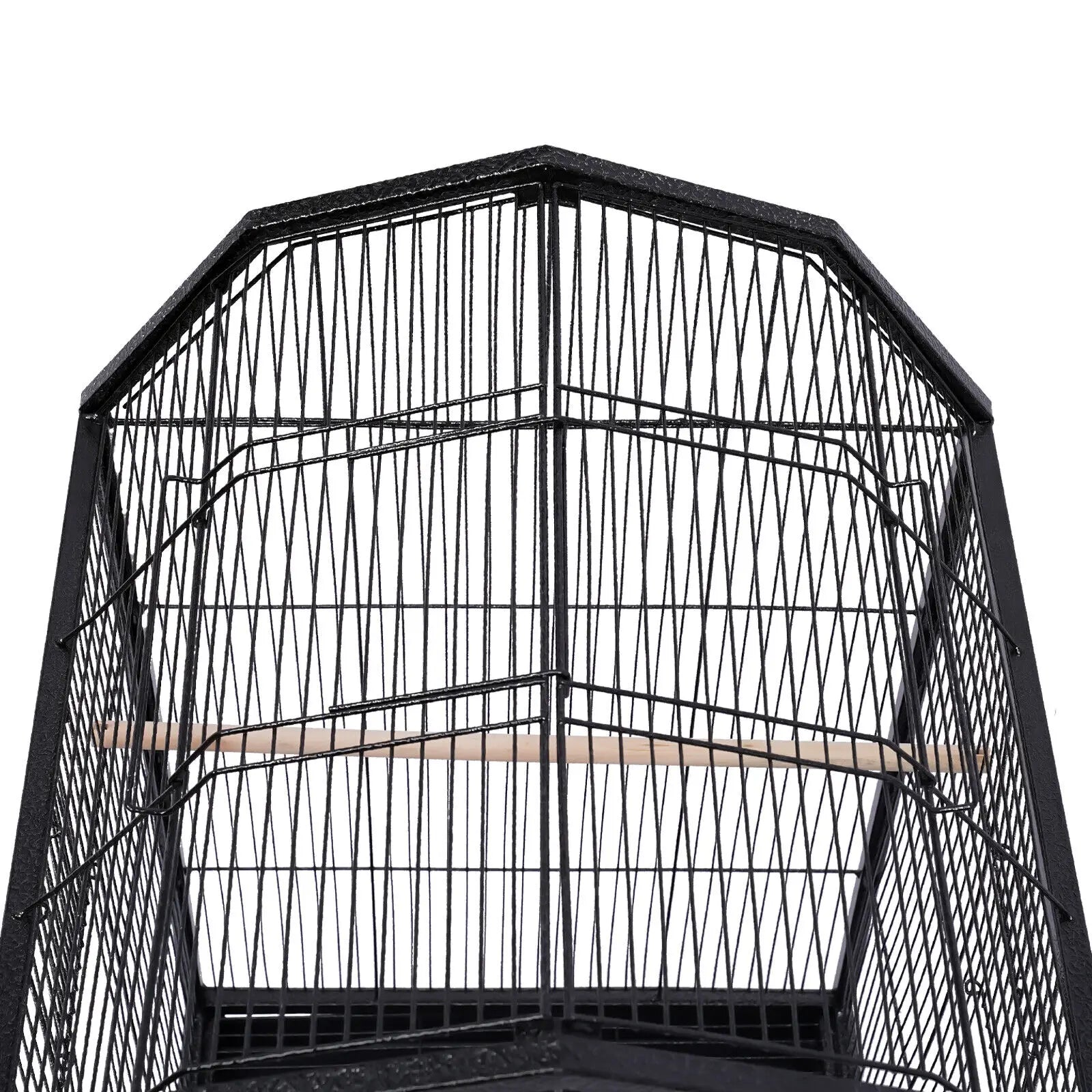 40-Inch Wrought Iron Bird Cage with Open-Top and Rolling Stand