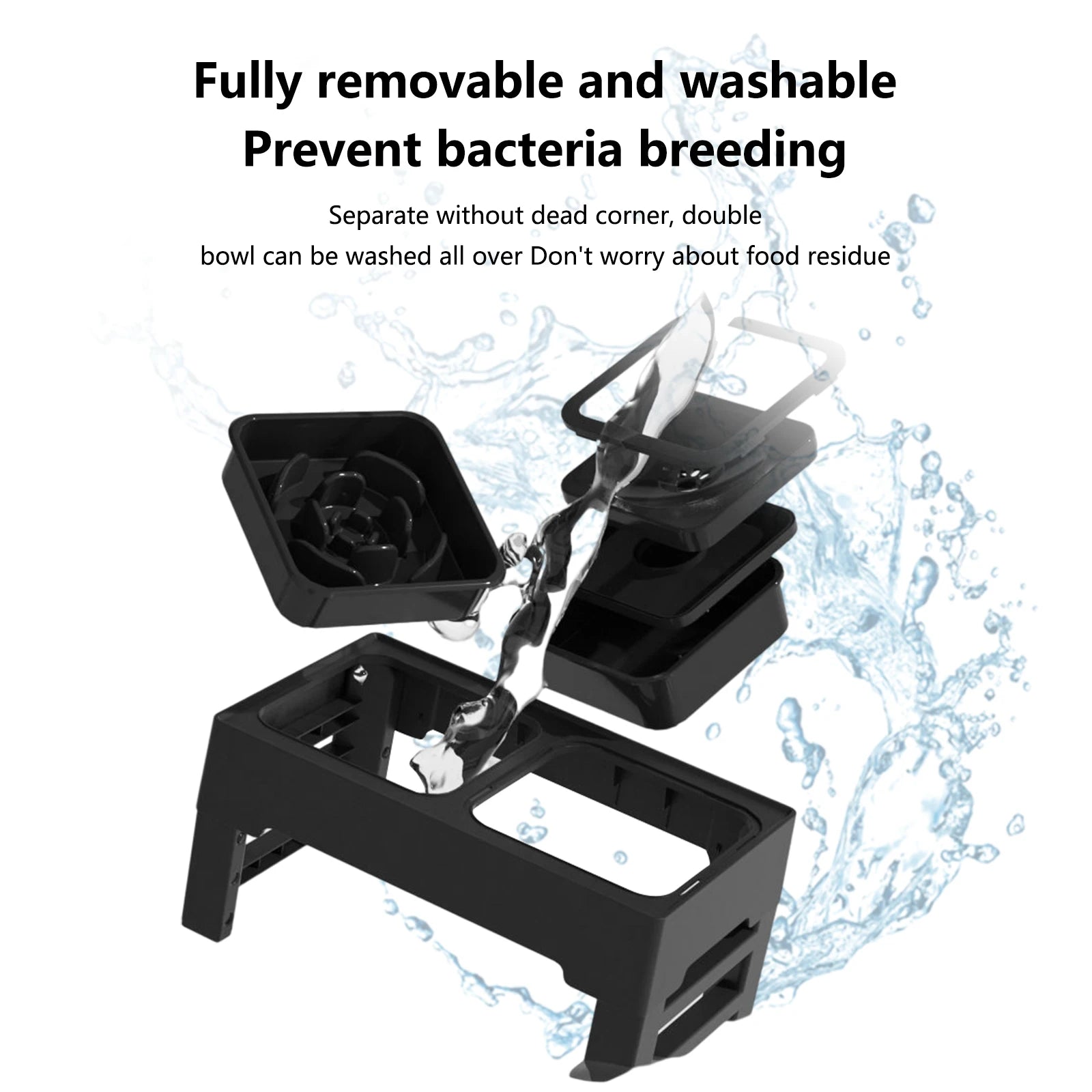 3 In 1 Pet Dog Stainless Steel Slow Feed Drinking Water Bowls