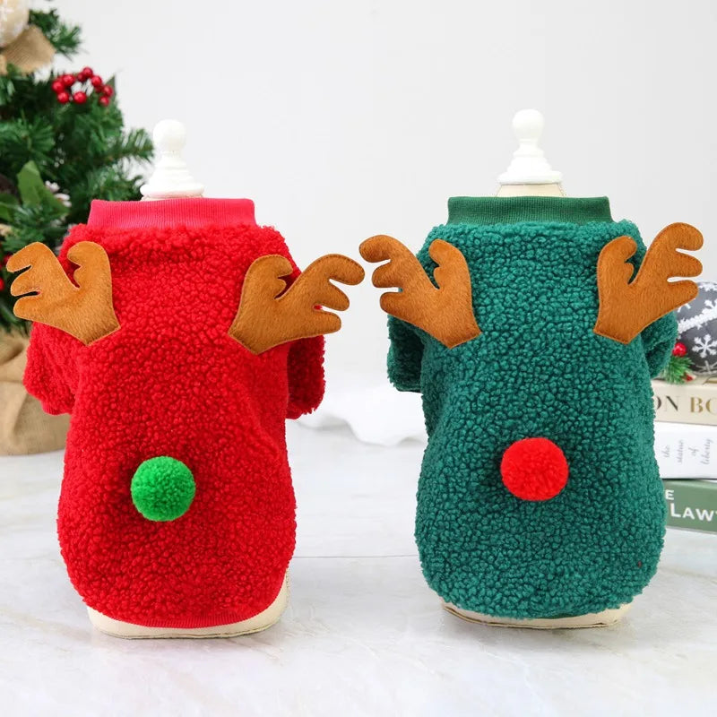 Christmas Pet Clothes Warm Fleece Dog Sweaters Puppy Cat