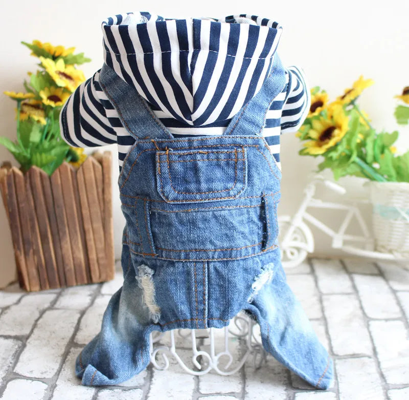 Pet Denim Jumpsuit Dog Jeans Hoodies