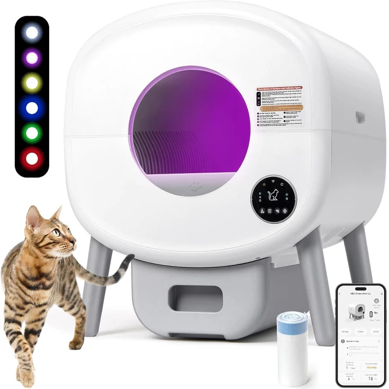 Extra Large Automatic Litter Box Self Cleaning  Odor-Free