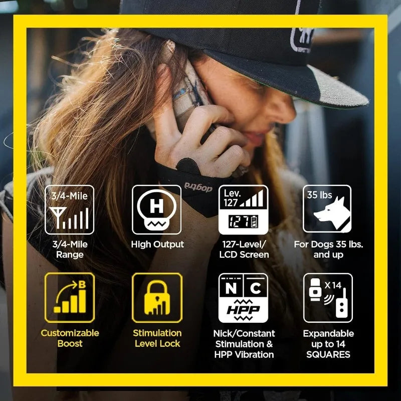 Remote Dog Training E-Collar, HANDSFREE Square, 3/4-Mile Range,