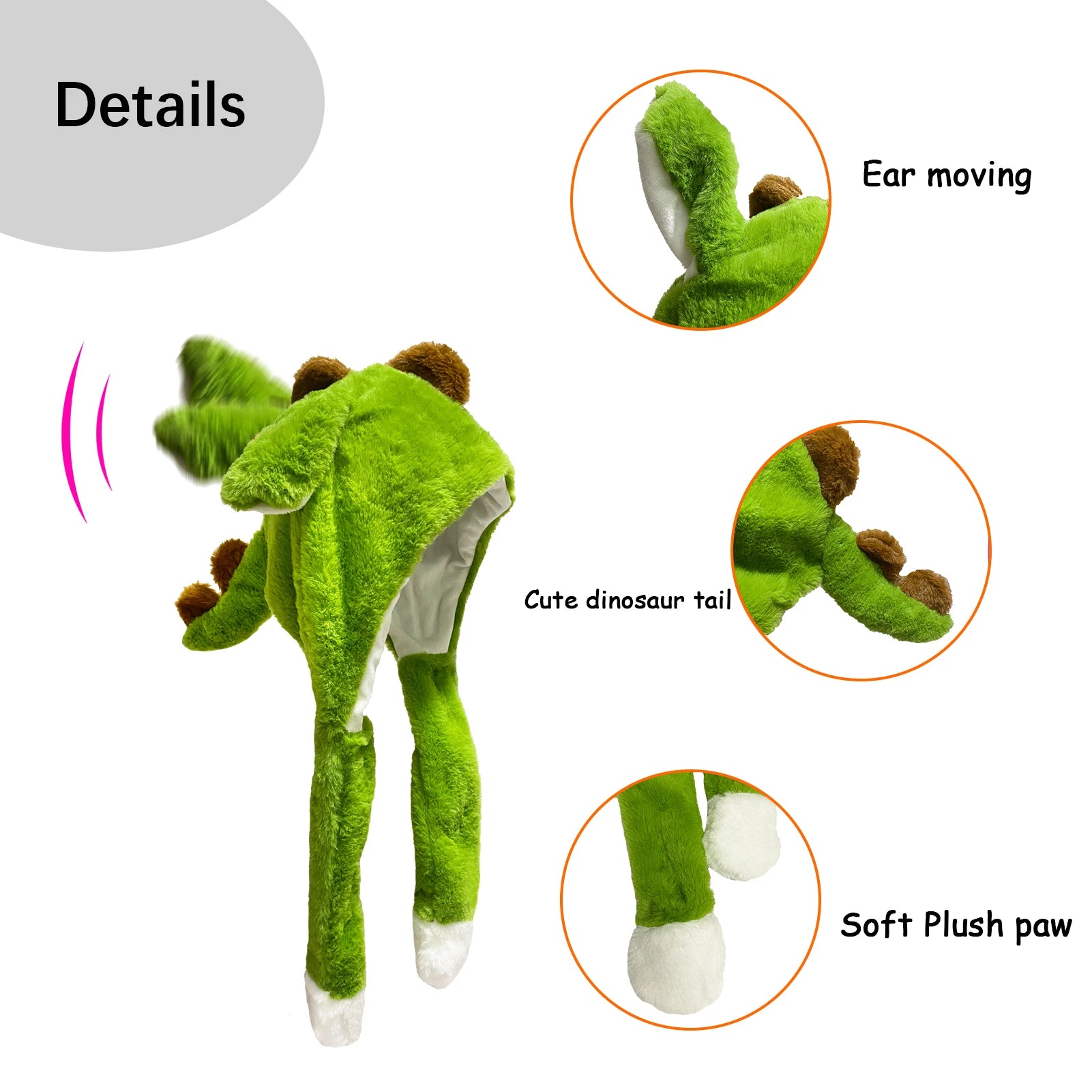 Dinosaur Ear Move Hat Animal Plush Bunny Ears