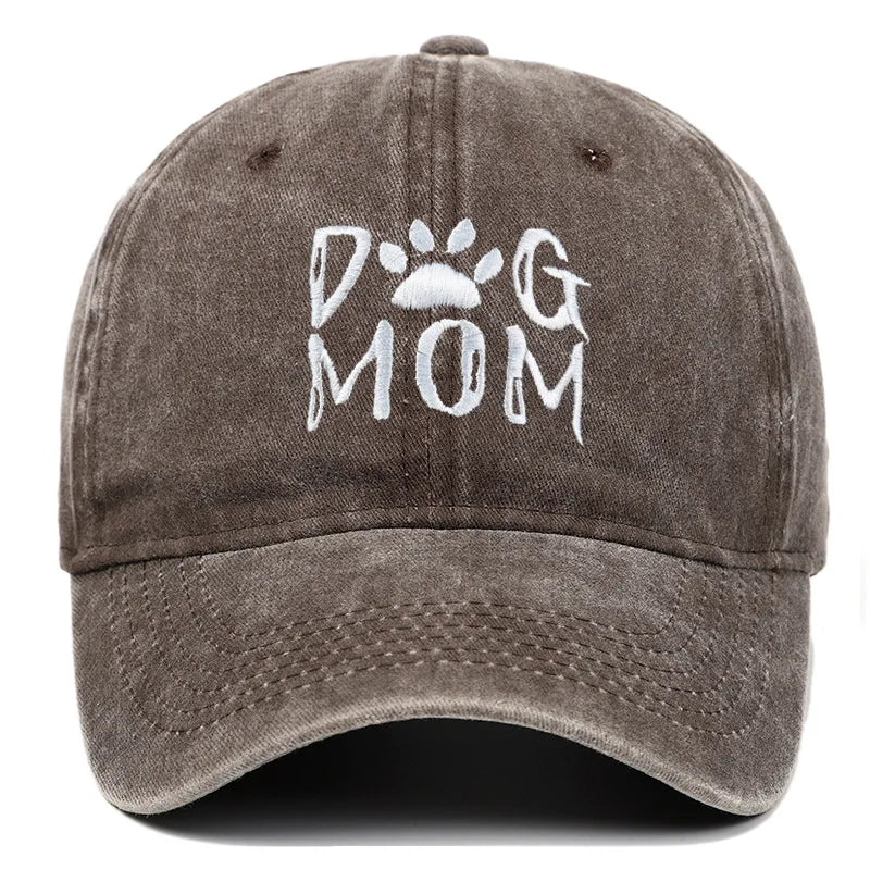 Retro Letter Embroidery  Dog Dad Baseball Caps Washed Streetwear