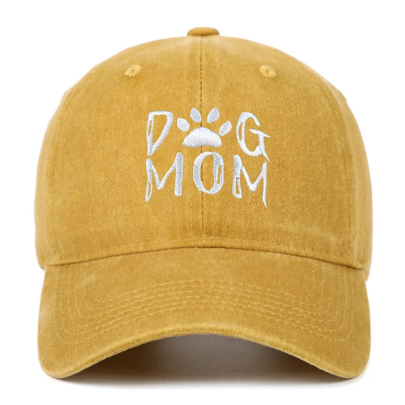 Retro Letter Embroidery  Dog Dad Baseball Caps Washed Streetwear