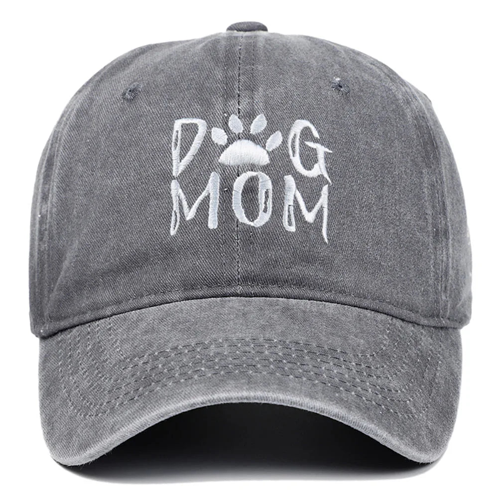 Retro Letter Embroidery  Dog Dad Baseball Caps Washed Streetwear